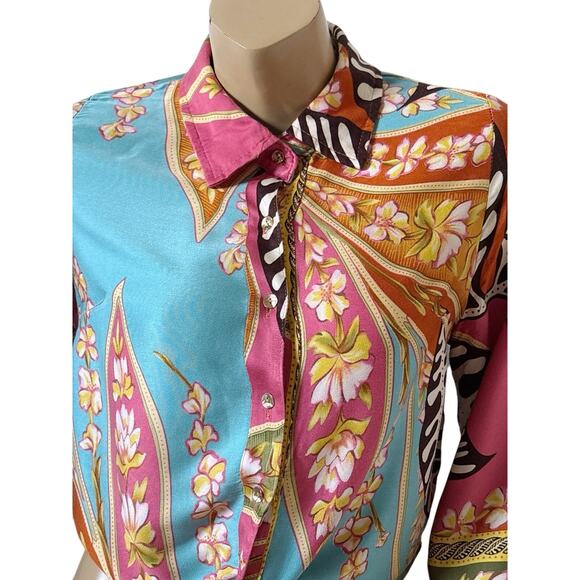 Haute Hippie Boho Cropped Tie Front Button Up Top Size Medium - Picture 5 of 9